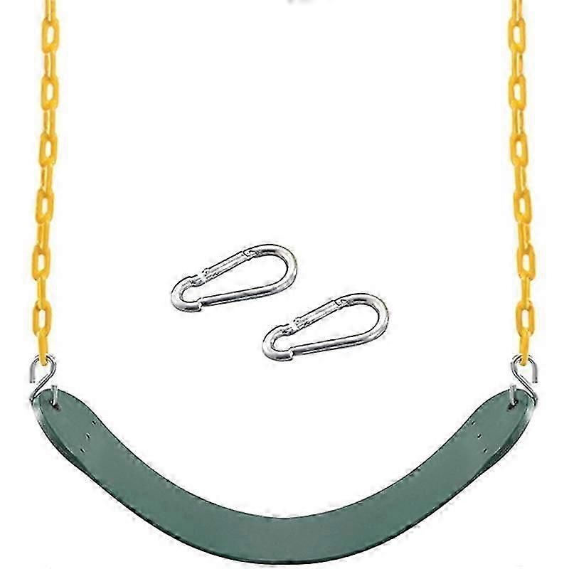 Heavy Duty Swing Seat Green with 66 Inch Chain, Swing Accessory Replacement with Snap Hooks for Kids