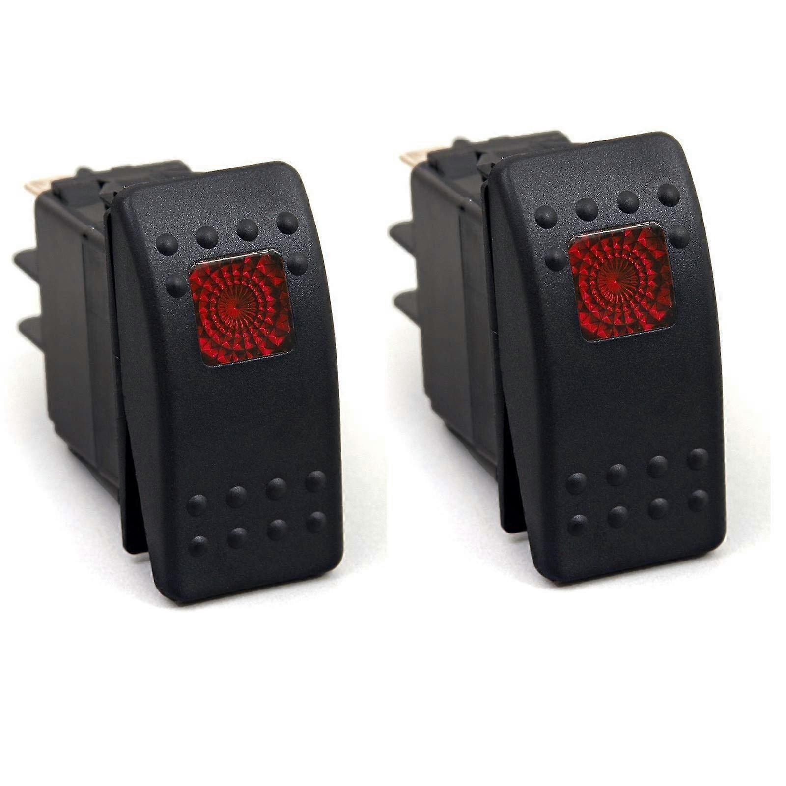 12V 20 Amp LED On/Off Boat Marine SPST 3P Rocker Switch, Red Light, Waterproof Control for Marine Applications, 2-Pack