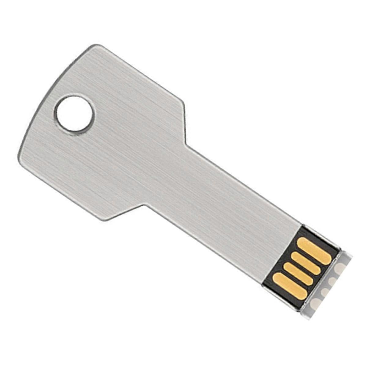 High-Capacity Metal Key Shape USB Flash Drive 32GB Silver Real Capacity Storage Devices U Disk