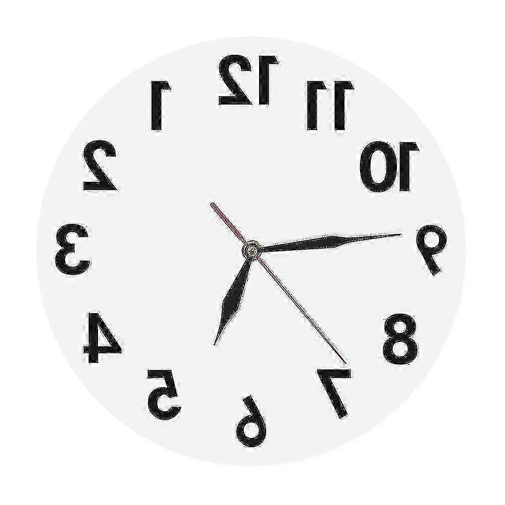 Reverse Anti Wall Clock Modern Backwards Time Run Counter Clockwise Wall Watch -a