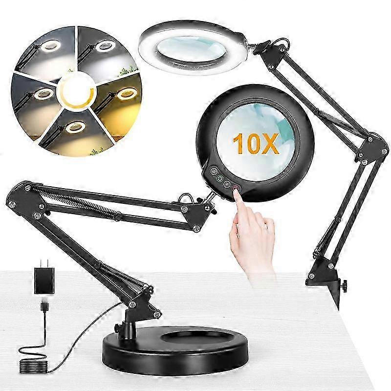 Verre 10X avec lumière et support, loupe lumineuse 2 en 1 loupe