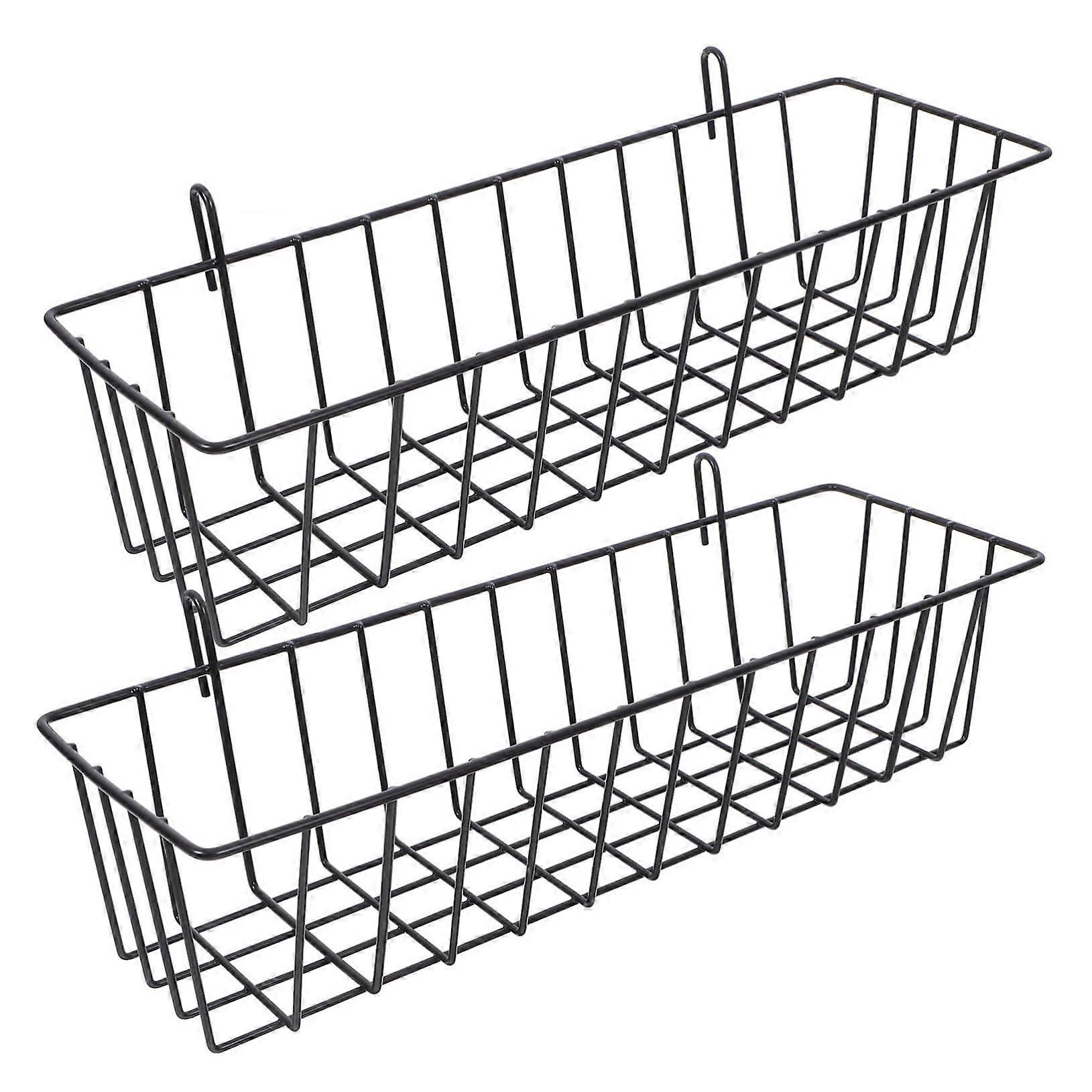 2pcs Hanging Wire Baskets for Grid Walls Versatile Shelf Organizer Stylish Storage