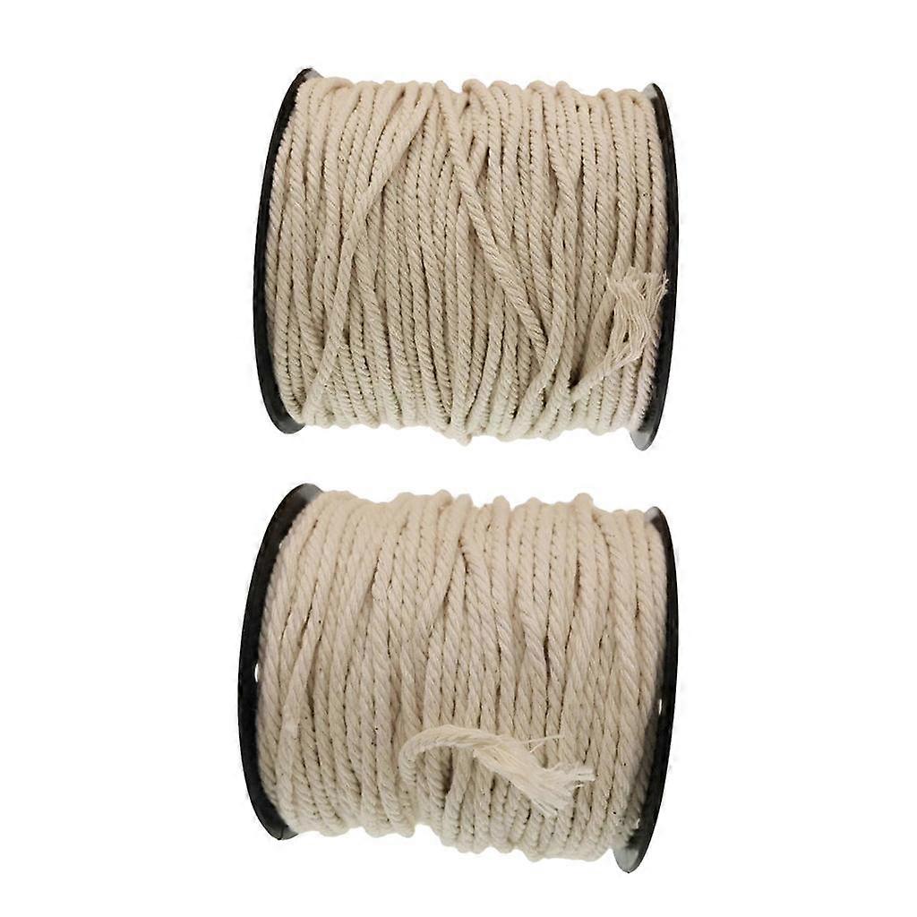 60/50m DIY Natural Cotton Twisted Cord Rope Macrame Cord Twine Crafts2.5/3mm