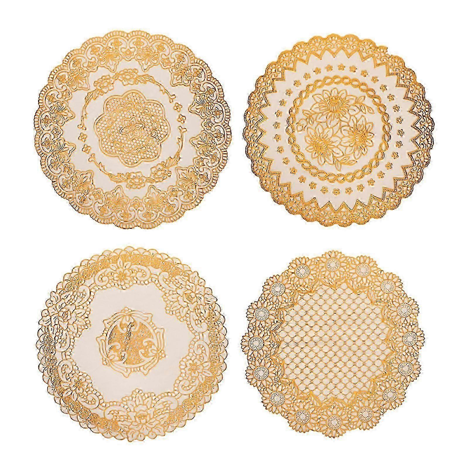 12pcs Table Mats PVC Insulated Soft Table Mats European Style Round Table Mats for Dinner Party