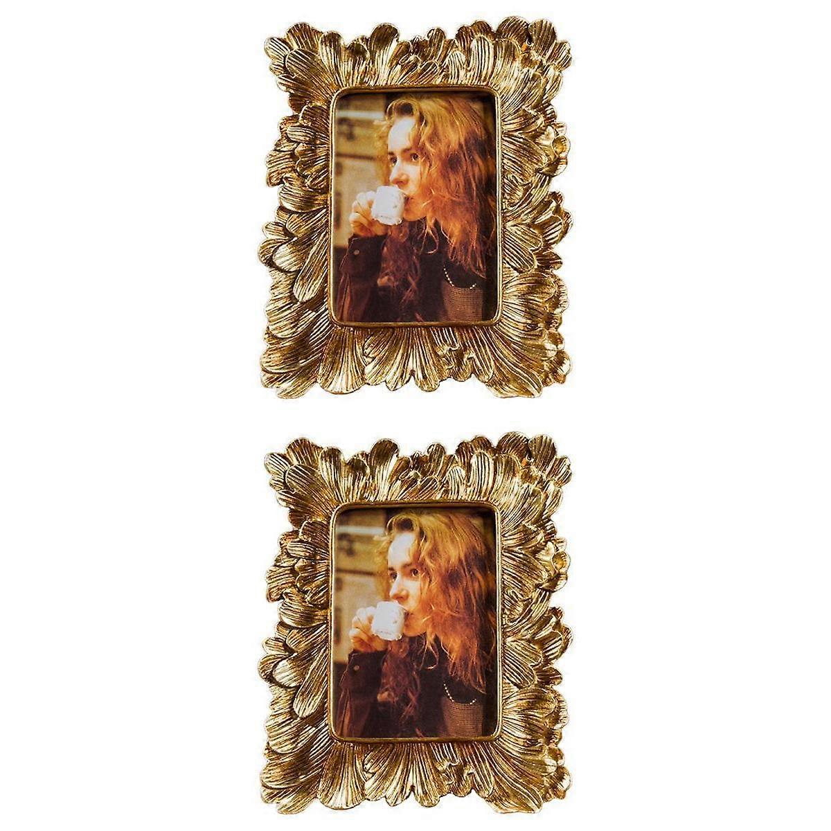 2 X Retro Photo Frames Iris Flower Photo Holder Rectangle Frames