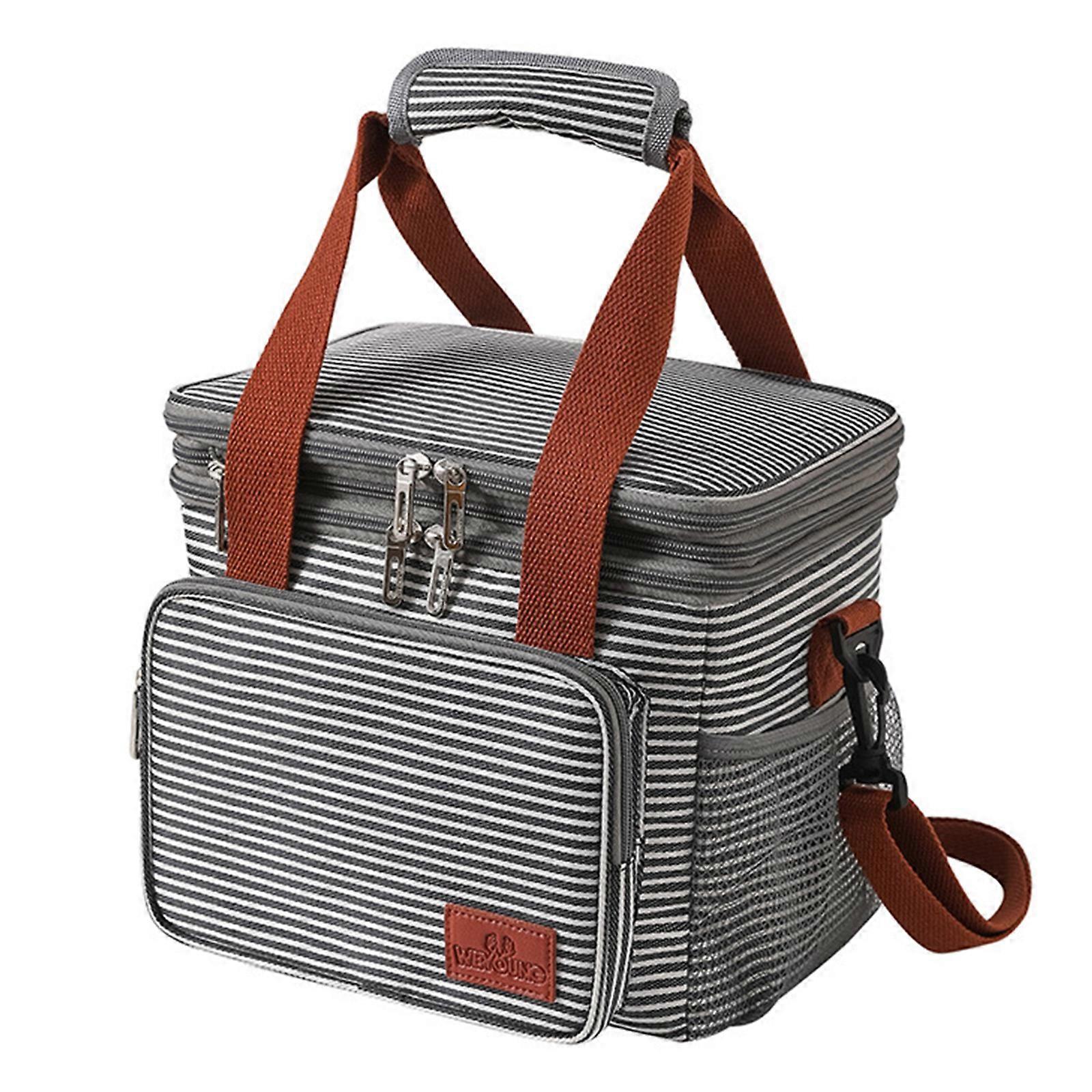 Double Layer Thermal Lunch Bag Striped and Patterns Insulated Lunch Bag for Women and Men Work Travel Stripe print
