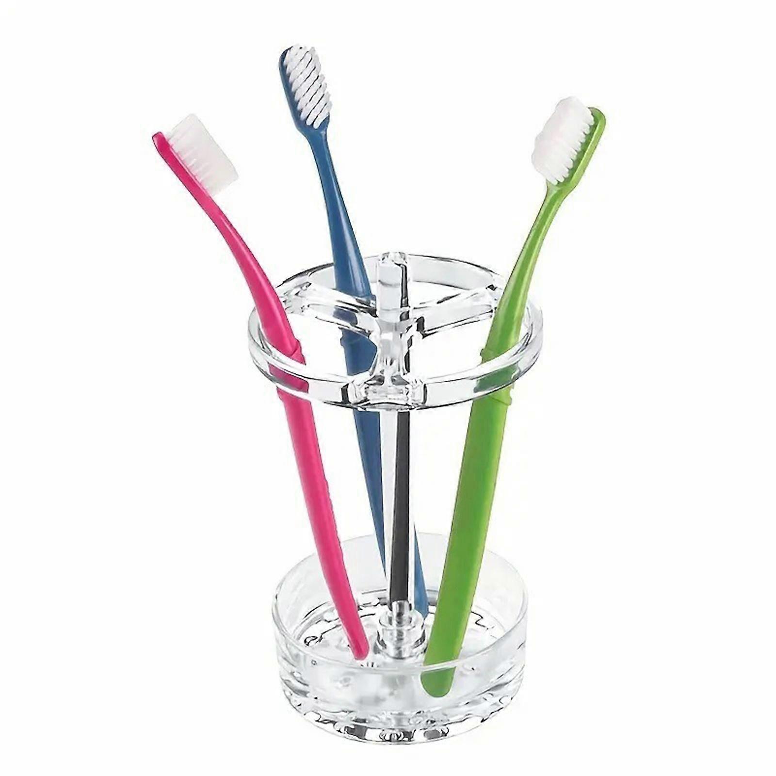 Toothbrush Holder Stand , Plastic Multi-Functional Toothbrush Holder for Bathroom Vanity Countertop - Clear