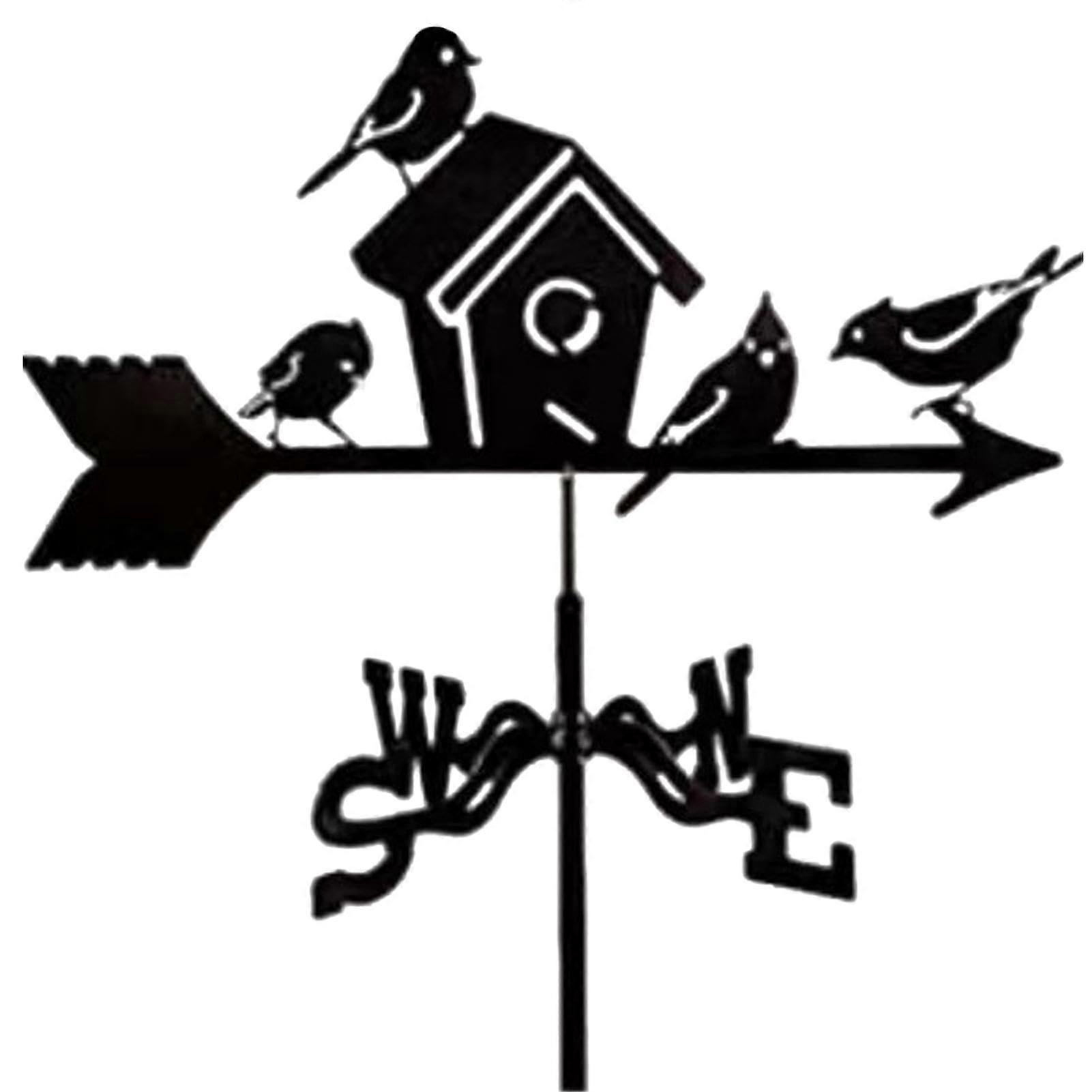 Roof Animal Metal Wind Vane Stake for Garden, Balcony, and Boat - Decorative Weathercock with Bird Nest Design