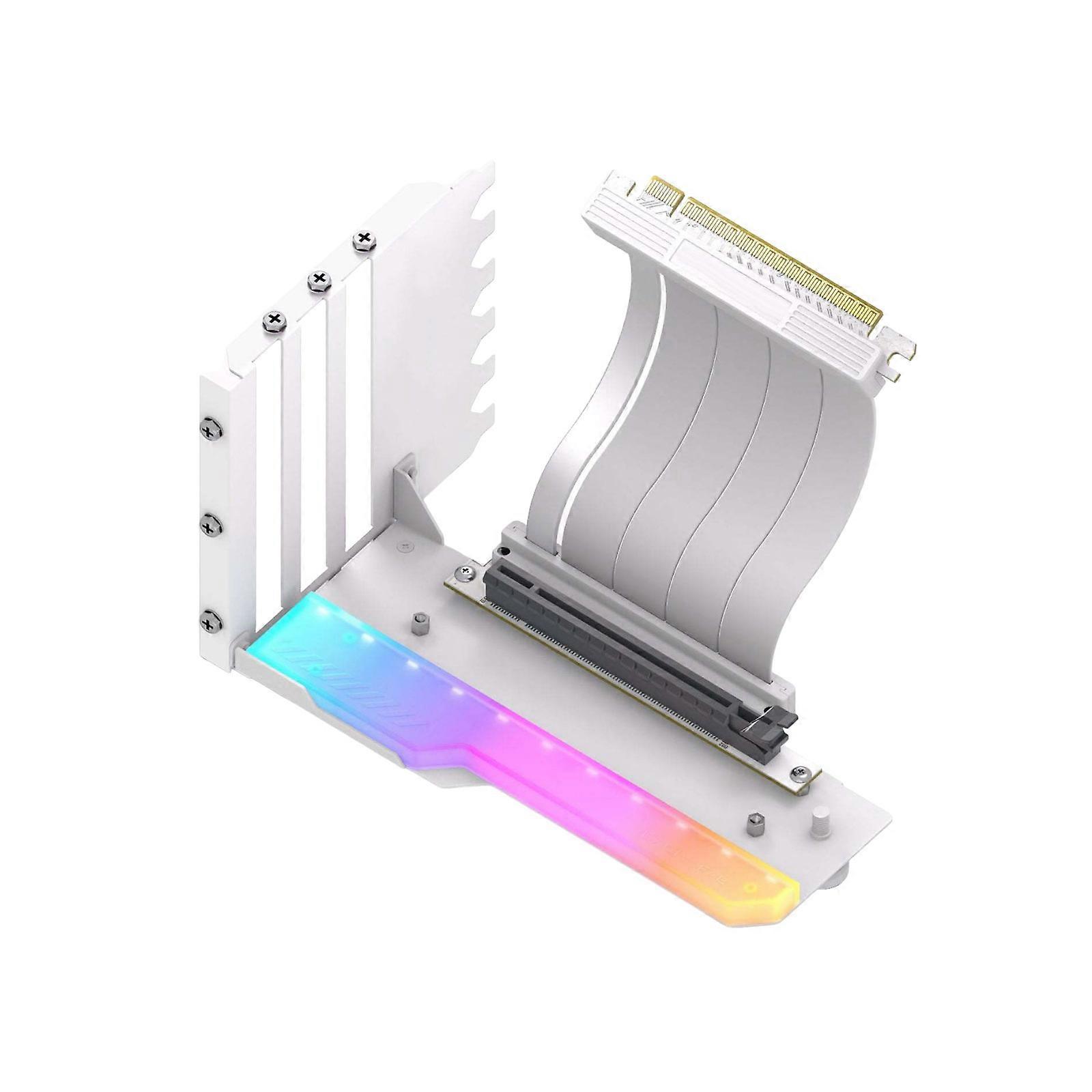 Vertical GPU Bracket Holder PCIE4.0Riser Cable Achieve Better Cooling & Display for Experience Faster Data Transmission  White