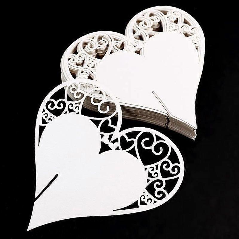 50x Glass Marker Label Name Holder Place Card Symmetrical Heart for Wedding