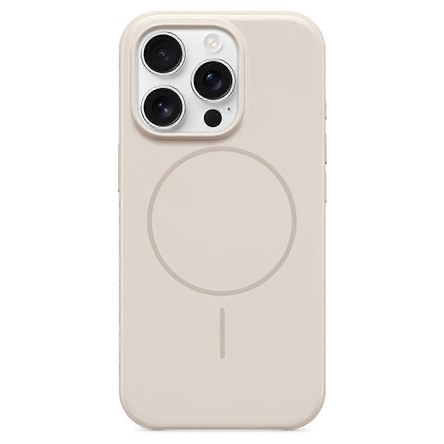 For iPhone 16 Pro Case Compatible with MagSafe Hard PC Phone Back Cover - Beige