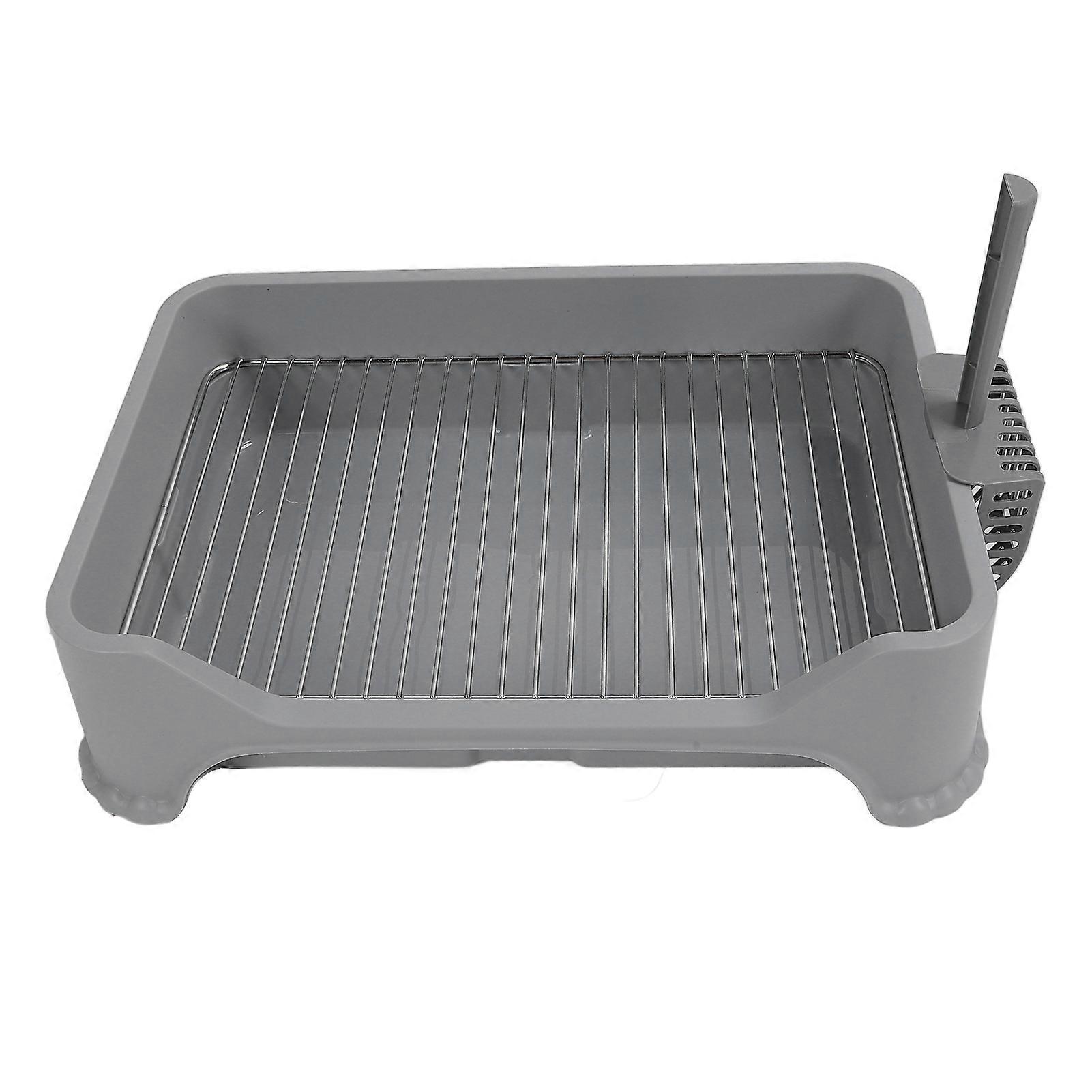 Stainless Steel Dog Litter Box, Removable, Washable, Stable Structure, Potty Training Mat for Small Medium Dogs, Grey