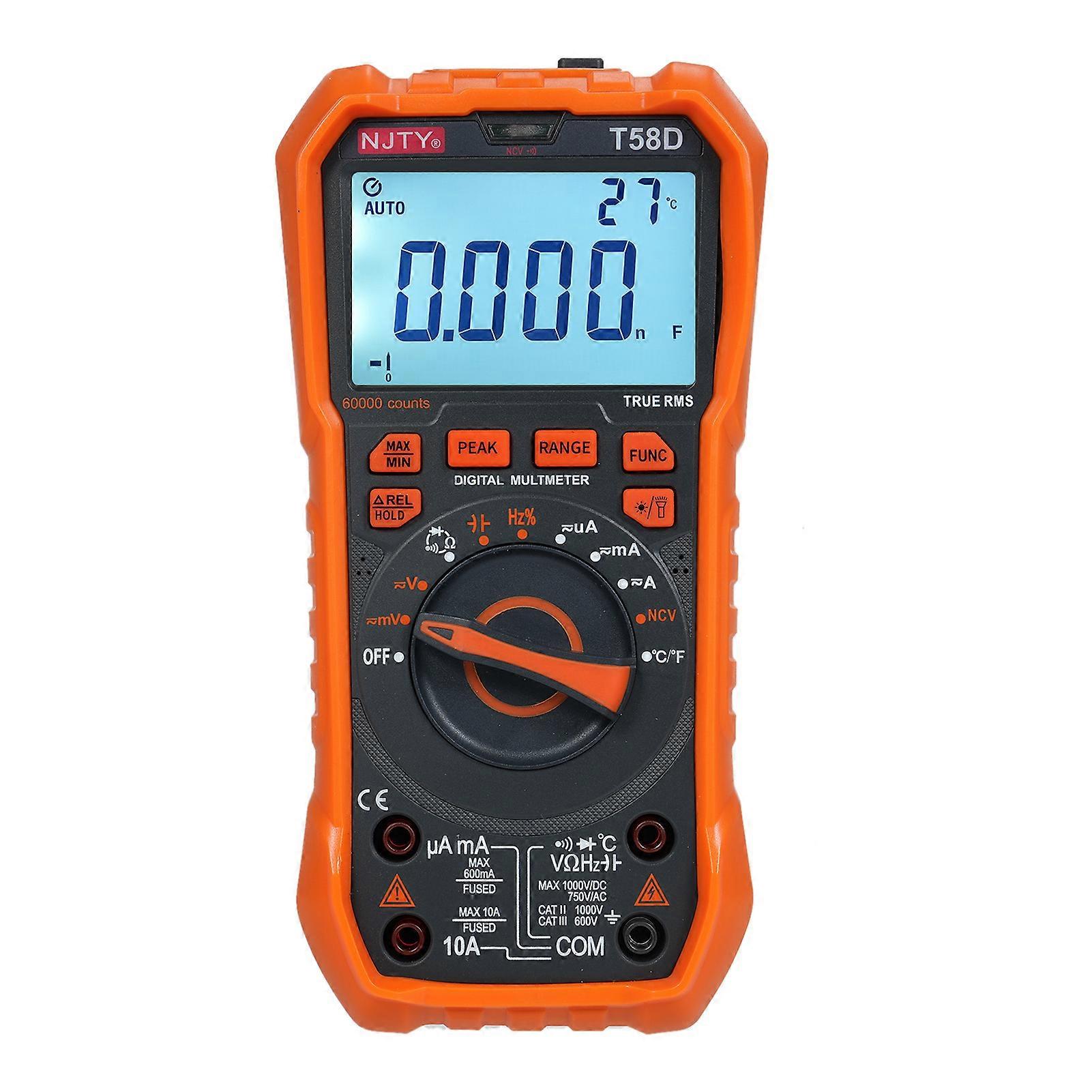 NJTY T58D Digital Multimeter 60000 Counts Multimetro AC/DC Voltage Meter Capacitance Professional Electrician Tools