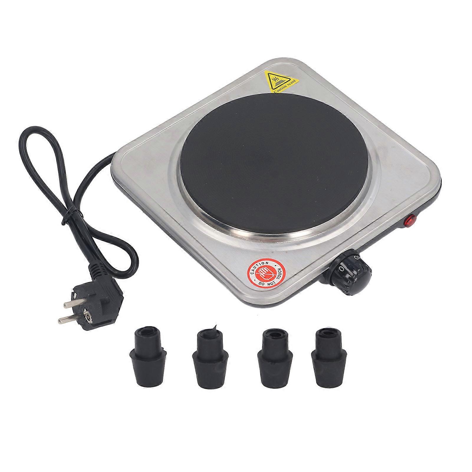 Plaque chauffante électrique de comptoir 1000 W, brûleur unique, contrôle de température à 5 niveaux, base en acier inoxydable
