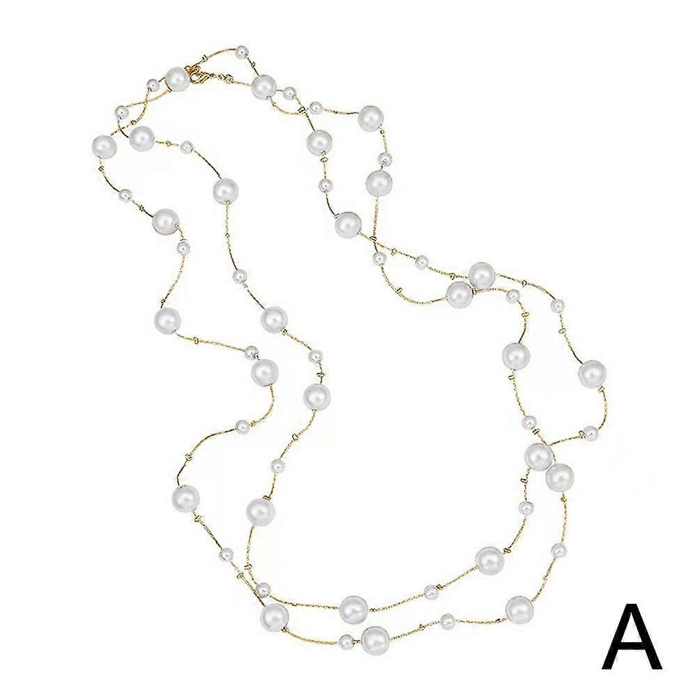 أزياء مزدوجة الطبقة لؤلؤ قلادة قلادة المجوهرات سترة سلسلة