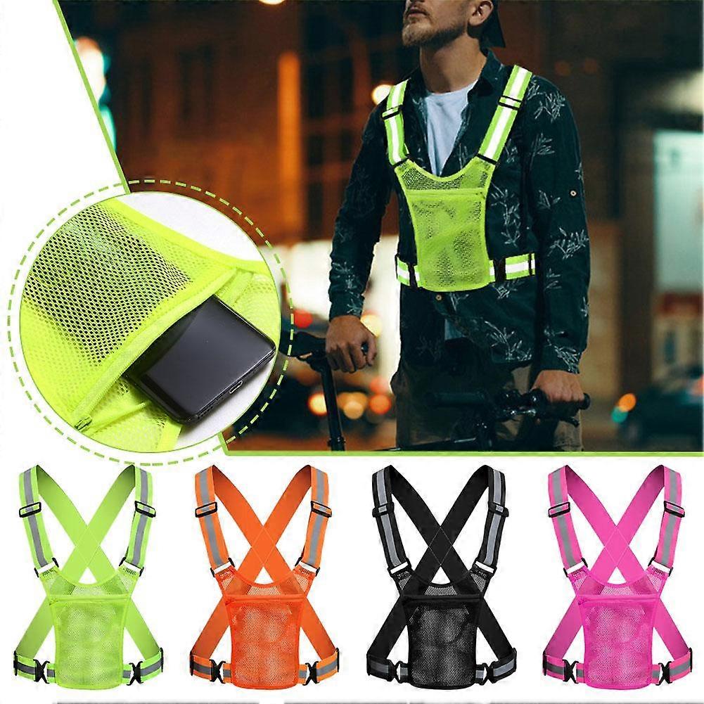 T4 Green with storage (A)$Reflective vest reflective vest traffic safety reflective clothing reflective straps one piece