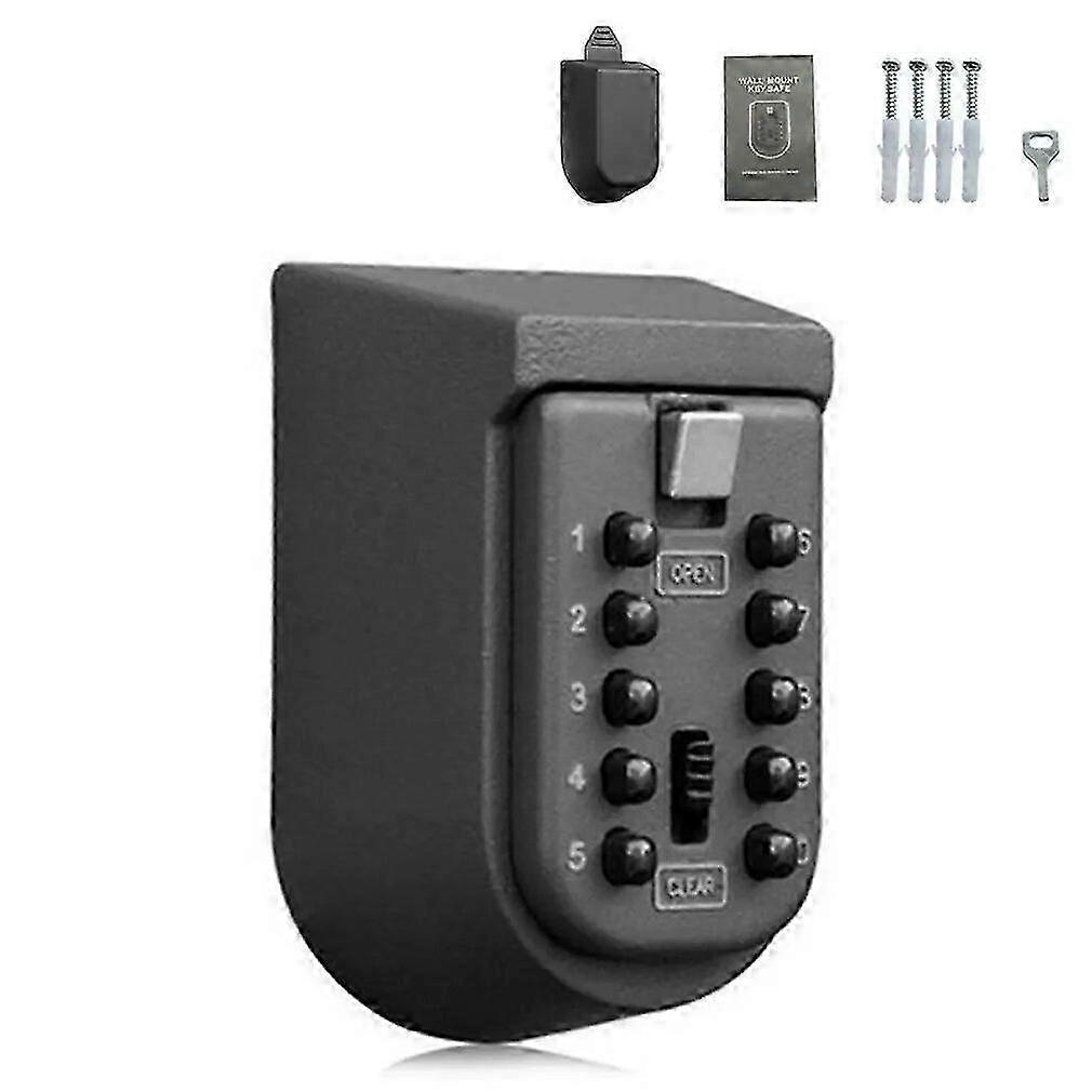2025 New Outdoor Wall Mounted Key Storage Lock Box with 10 Digits Push Button Combination, Suitable for Various Brands' Key Safety Needs