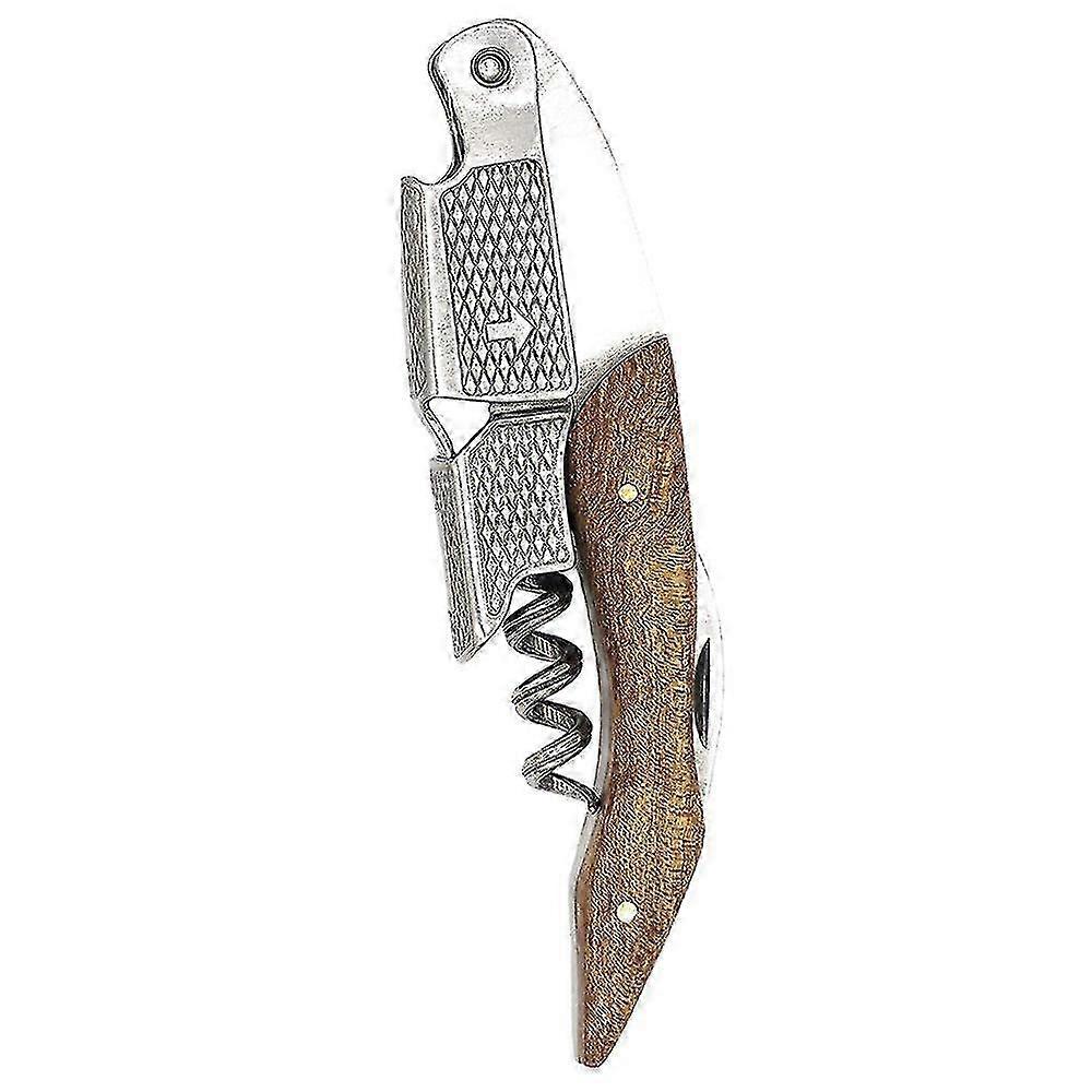 Portable Pocket Wine Cork Remover with Rosewood Handle for Opening Wine Bottles and Corkscrew Usage