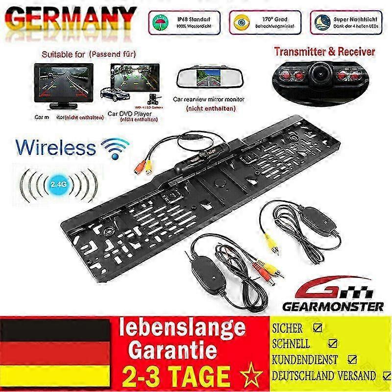 2025 4LED Wireless IR License Plate Backup Camera 170° View Angle with Night Vision