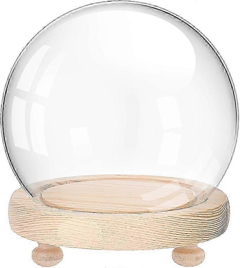 Vitrine de Vidro com Base de Vidro Cúpula Cloche Caixa Miniatura Snowglobe Vitrine Deco 4.7 Polegadas