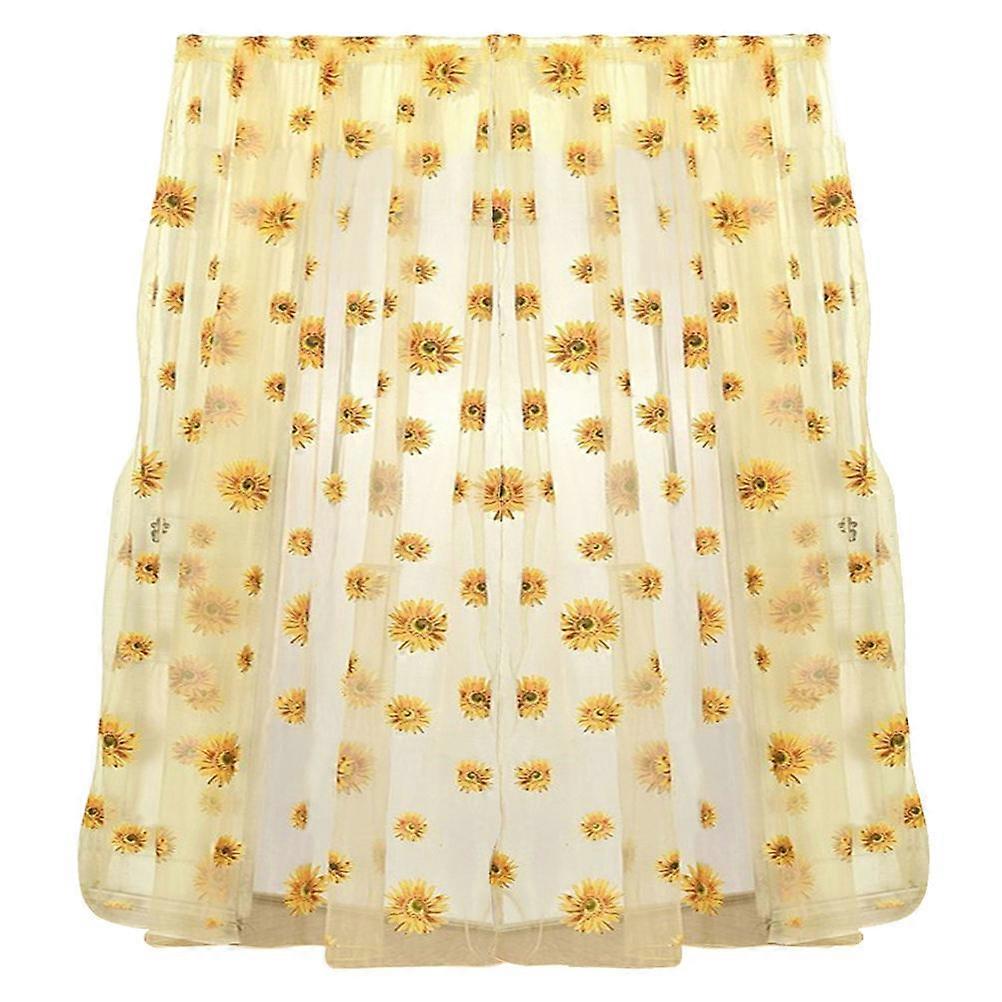 Delicate Texture Curtain, Sunflower Print Complementing Any Room, 100x270cm