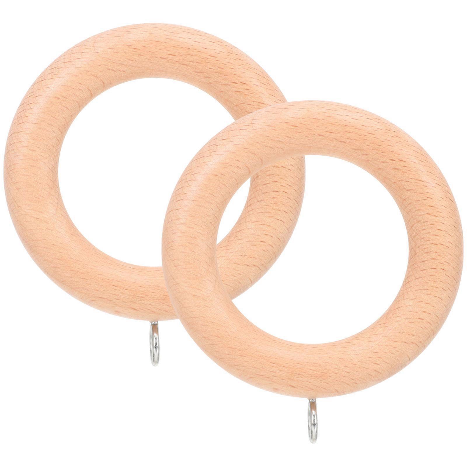 Curtain Rod Ring Wooden Smooth Sliding for Hotel and Restaurant 8X7CM 2Pcs