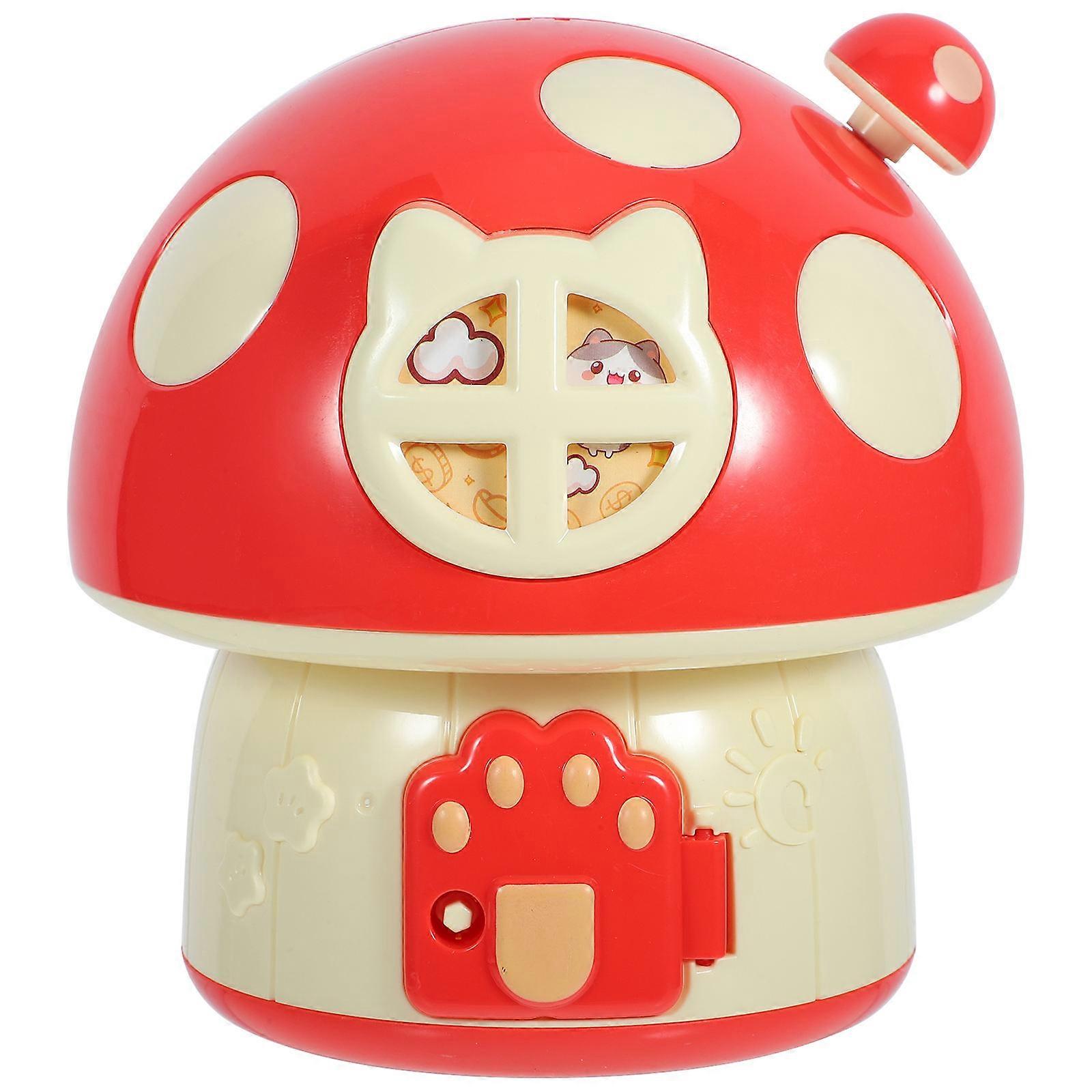 Compact Mushroom House Shape Money Box Birthday present Red Plastic 1Pcs