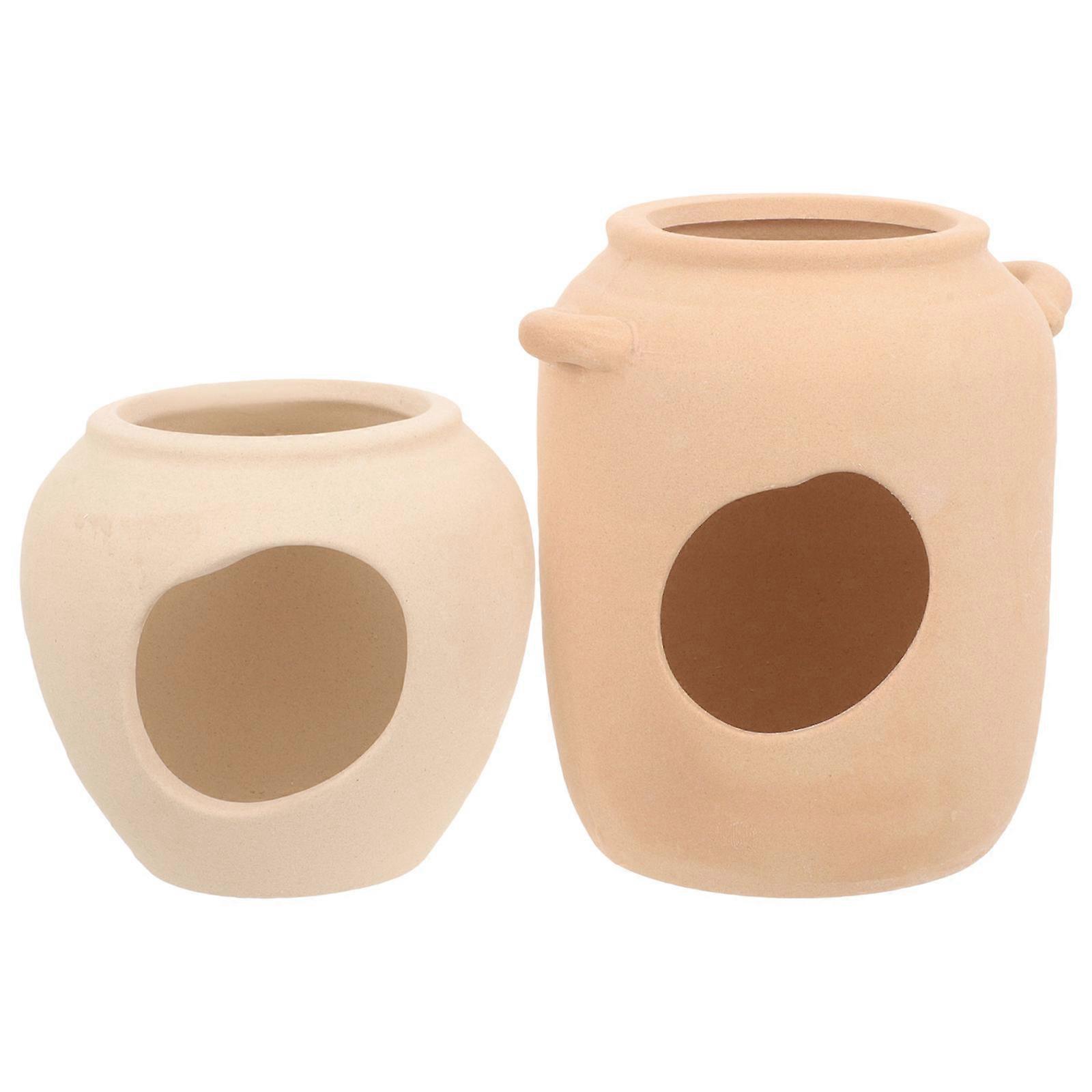 Fish Shelter Decor Broken Bucket Shaped Ceramic Hideout For Aquarium Setup 11x10.5cm Hiding Spot 2Pcs