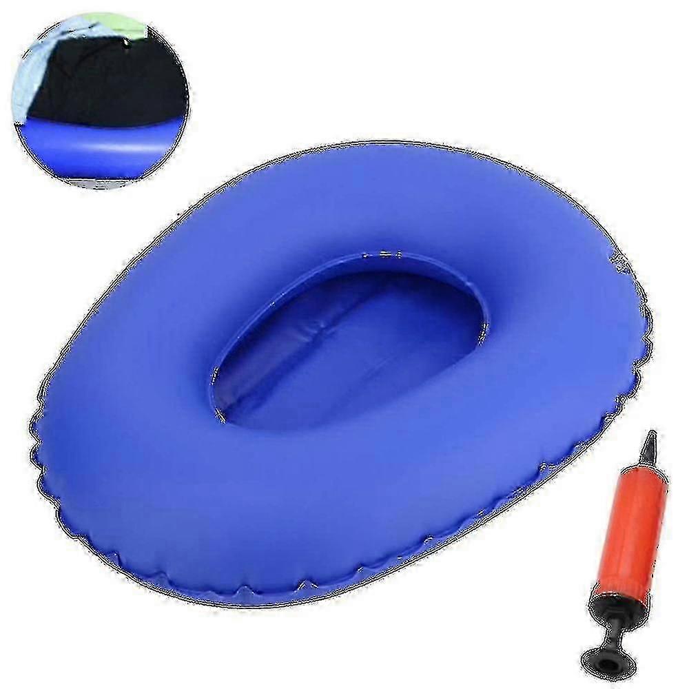 Washable Portable Air Inflation Blue Bed Pan Bedridden Elderly