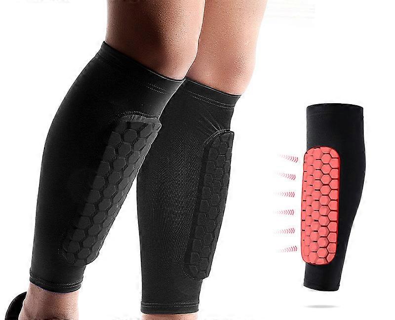 Soccer Shin Guards Shin Pads for Kids Youth Adult,Calf Compression Sleeve with Honeycomb Pads (1PAIR) Black M
