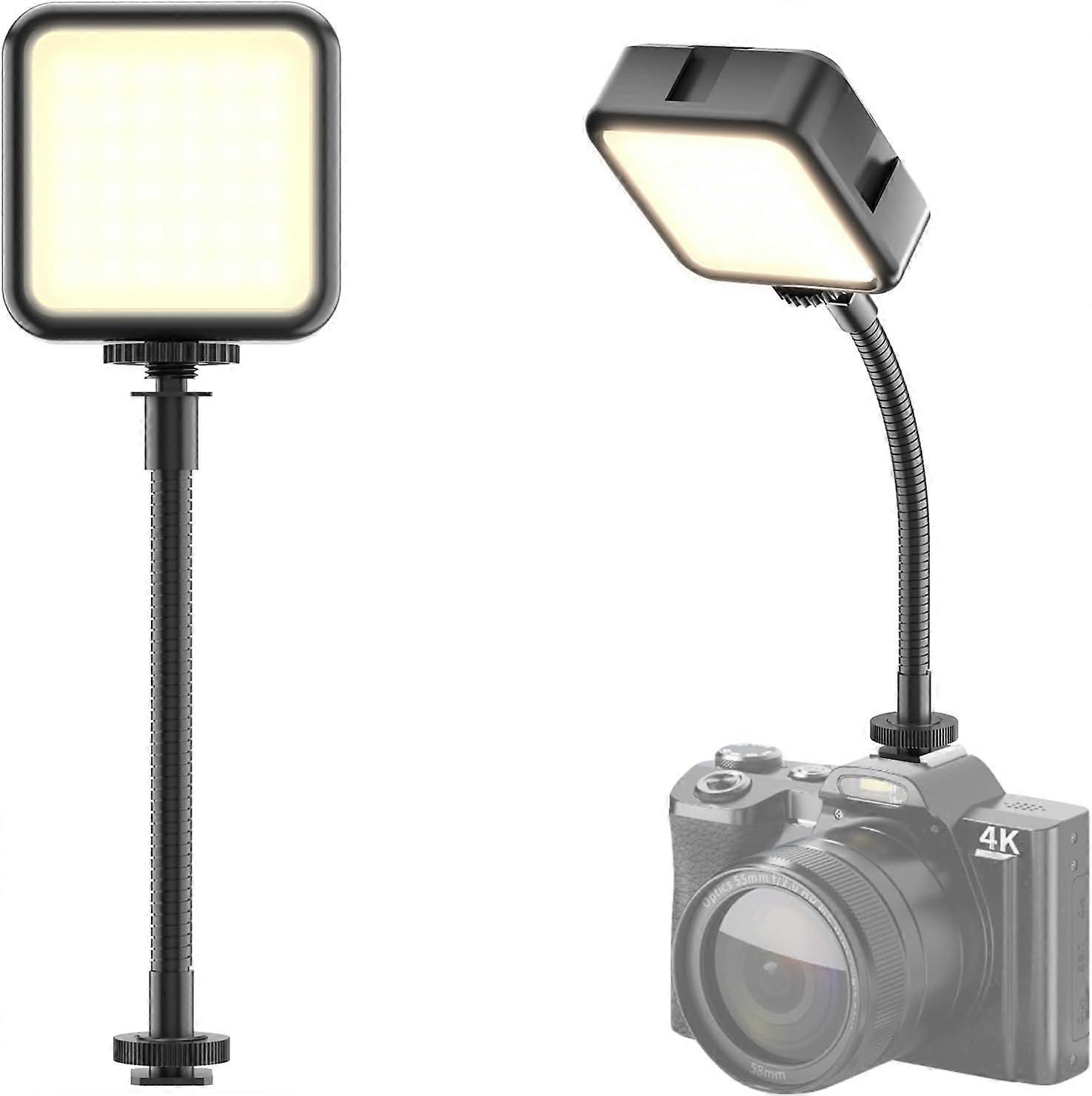 Camera Video Light with Extension Arm, Portable LED Mini Light Strong for Photography, Rechargeable Vlog Light for DSLR
