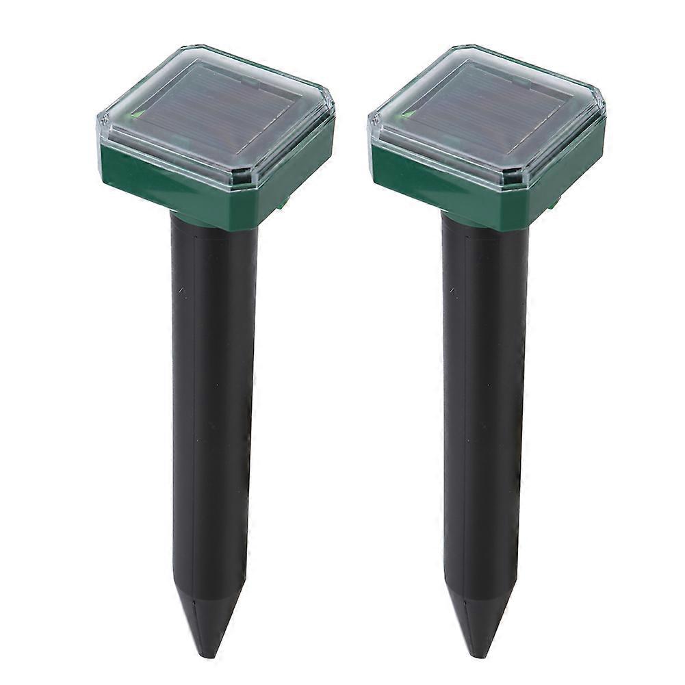 2PCS Solar Power Garden Ultrasonic Pest Mouse Snake Repeller Repellent (Rectangular)