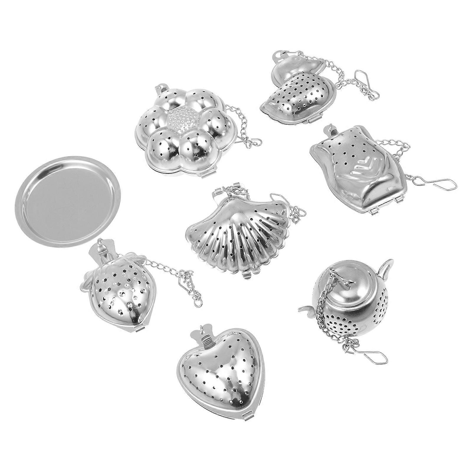 Stainless Steel Tea Filter Set Tea Infusers Home Use Silver Shell Shape 8Pack