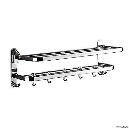 Towel holder made of stainless steel for wall mounting – Foldable bathtub bar with 5 adjustable hooks