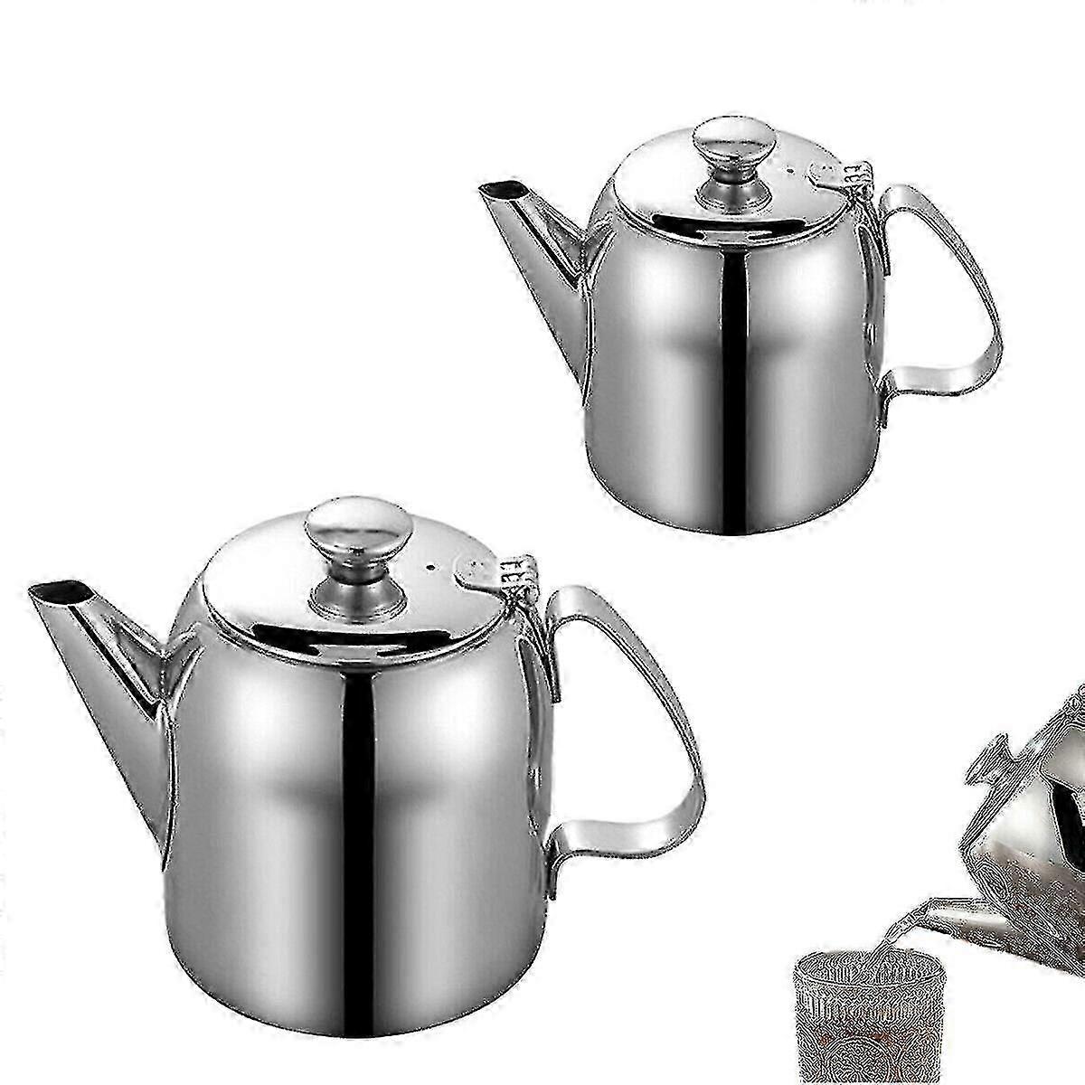Rustfrit stål Metal Tekande Cafe Te Kaffe Drikke Restaurant Teakettle Flip Låg