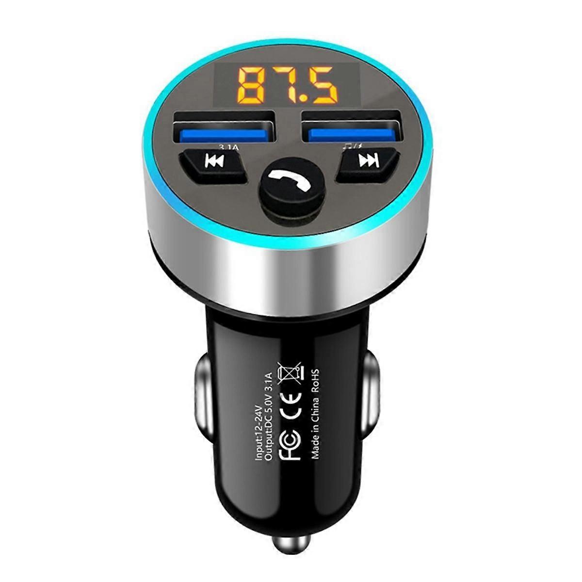Émetteur FM Stéréo Voiture Lecteur MP3 3.1A Charge rapide Double Chargeur USB Voiture Bluetooth 5.0 Kit mains libres FM Modulateur A