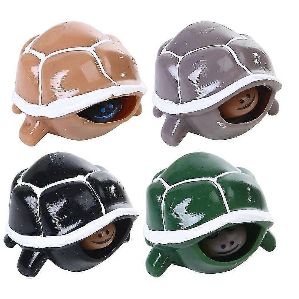 4 Pieces of Squeeze Turtle Toys for Children, Stress Relief Playthings Ideal for Kids with Autism (Assorted Colors)