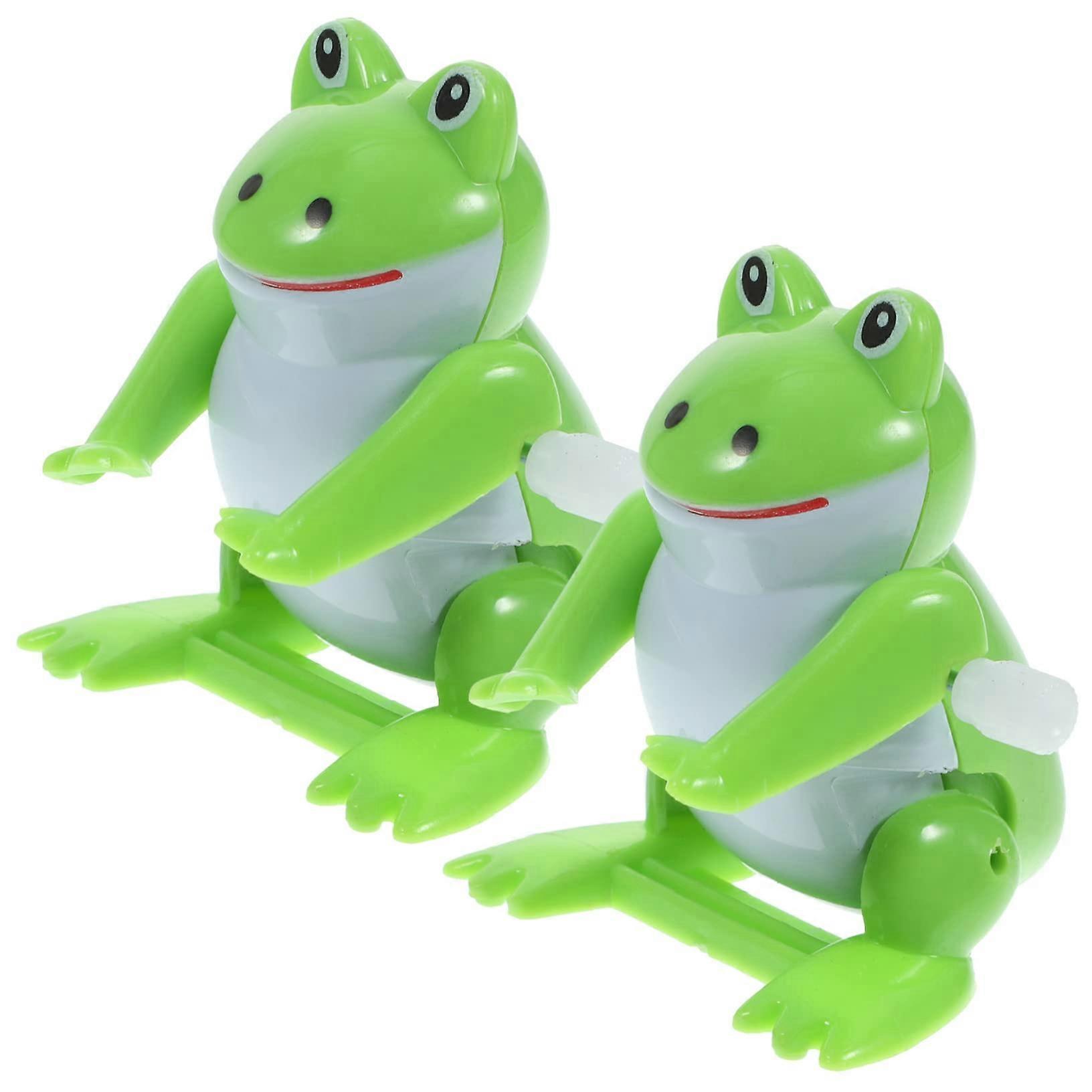 2Piece WindUp Toy Frog Cartoon Clock Movement Frog Toy for Fun and Educational for Easter and Birthdays Made of