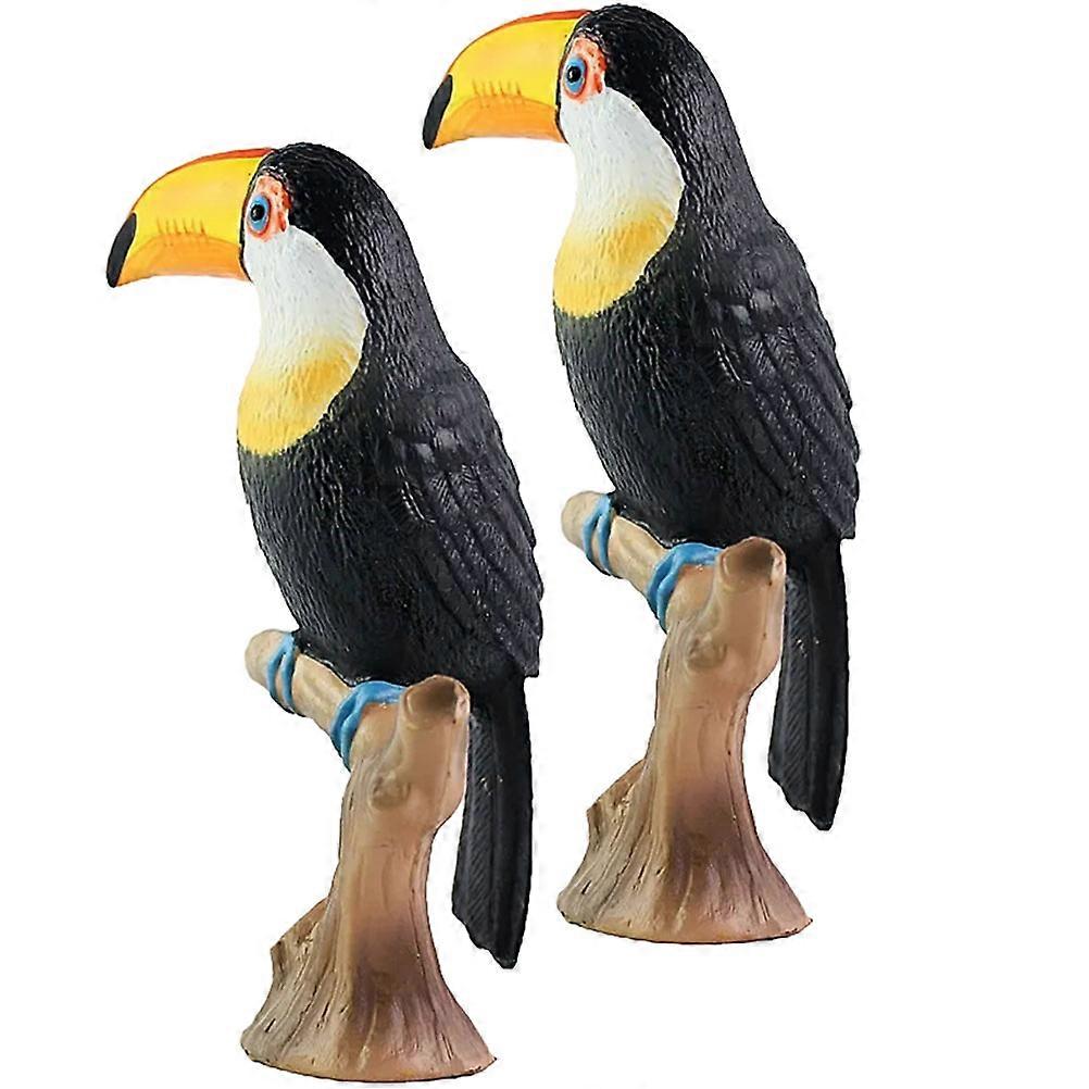 Simulated Bird Statue Toucan Models Animal Party Decorative 2Pcs