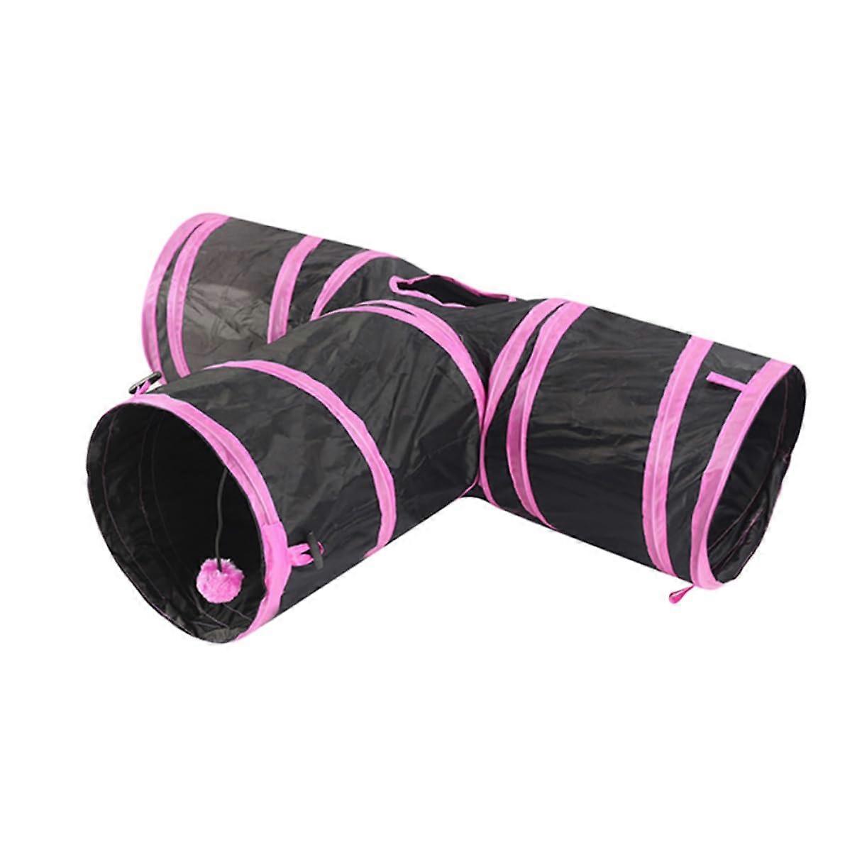 3 Pet Tube Toy for Cats - Interactive Exercise Tunnel Toy, Pink, Durable, Fun for Indoor Play, Multi-Usage Pet Toy