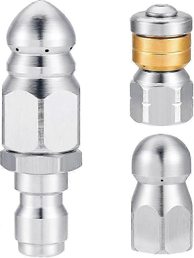 3 Pieces Sewer Nozzle Rotating Button Nose Sewer Nozzle Replacement Kit for 1/4 Inch Pressure Washer Hose