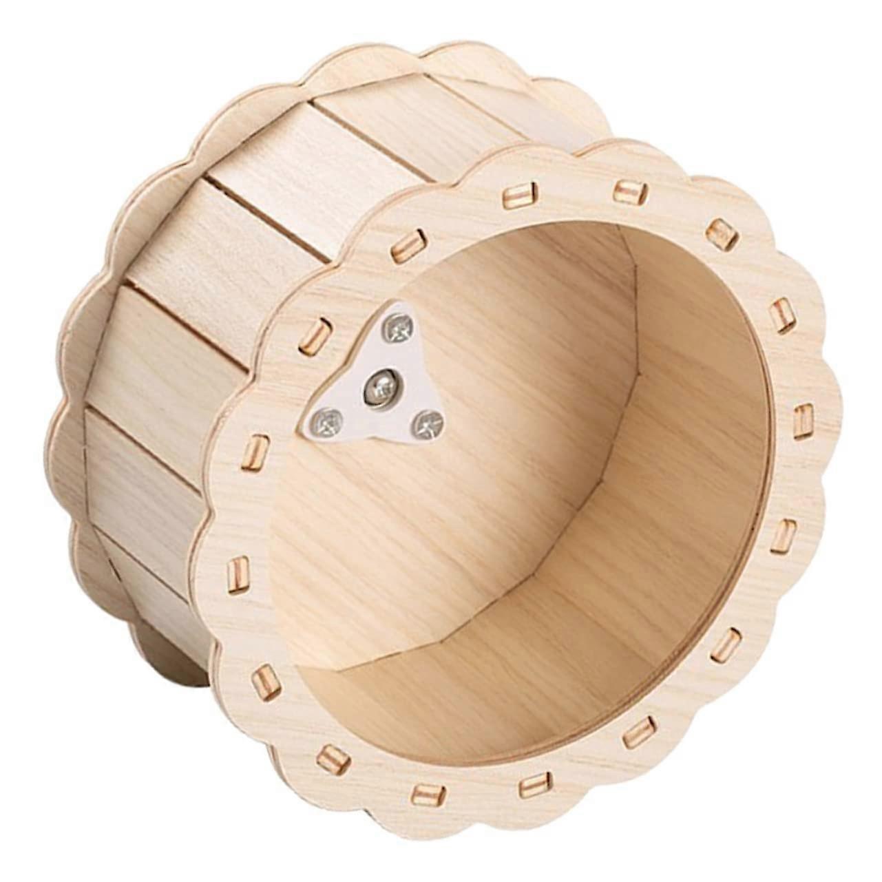 Wooden Hamster Exercise Wheel Toy Quiet Small Pet Activity Toy for Hamsters and Other Tiny Animals Training Fun