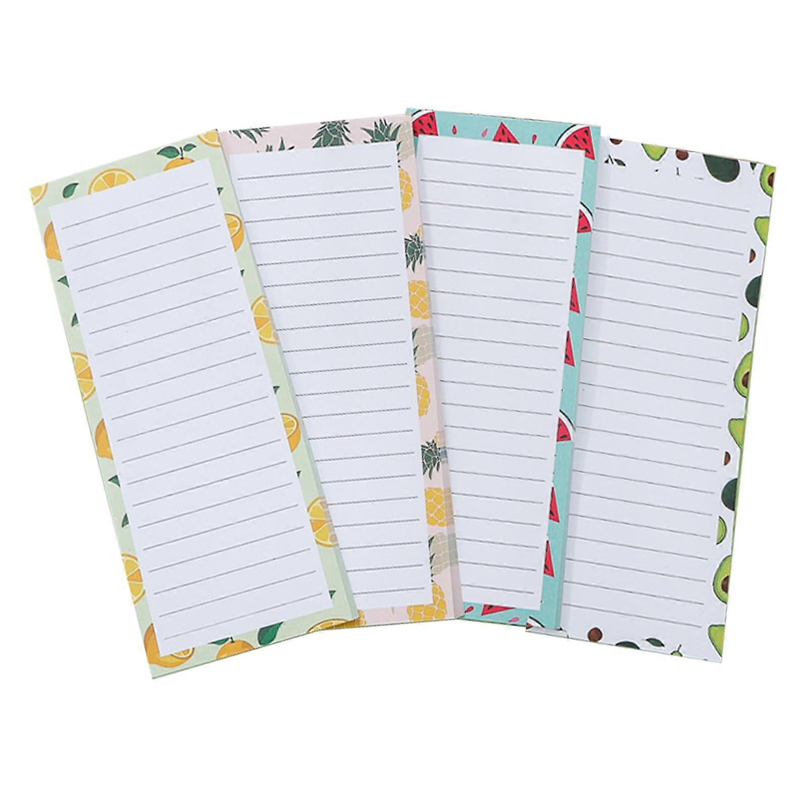 Magnetic Notepads Set of 4, 60 Sheets Each, Grocery List Notepads with Refrigerator Magnet Backing, Fruit Design To-Do List Blocks