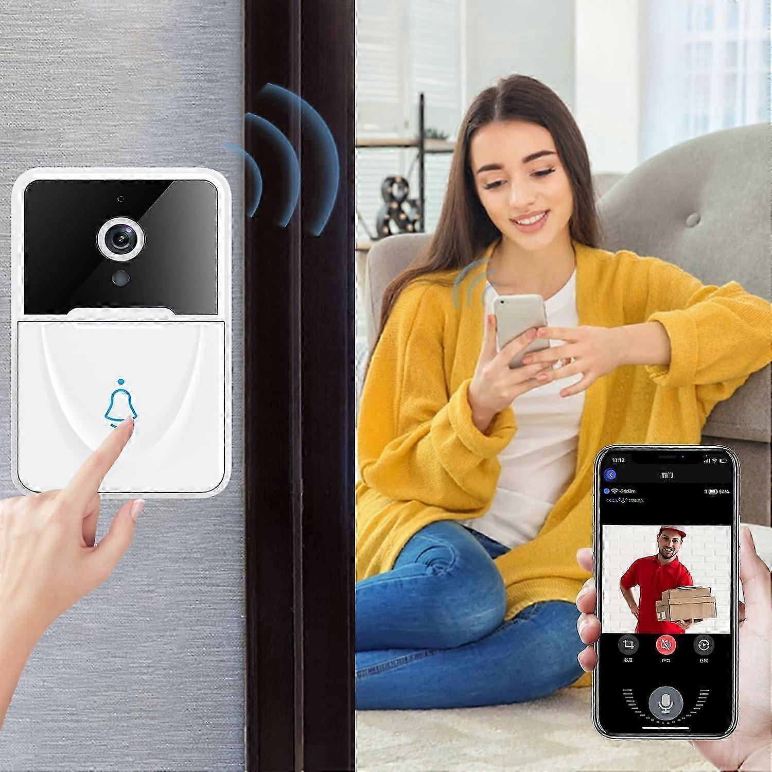 Smart Wireless Remote Video Doorbell with Chime, Home Intercom HD Night Vision WiFi Security Doorbell, Cloud Storage, 2-Way Audio 6