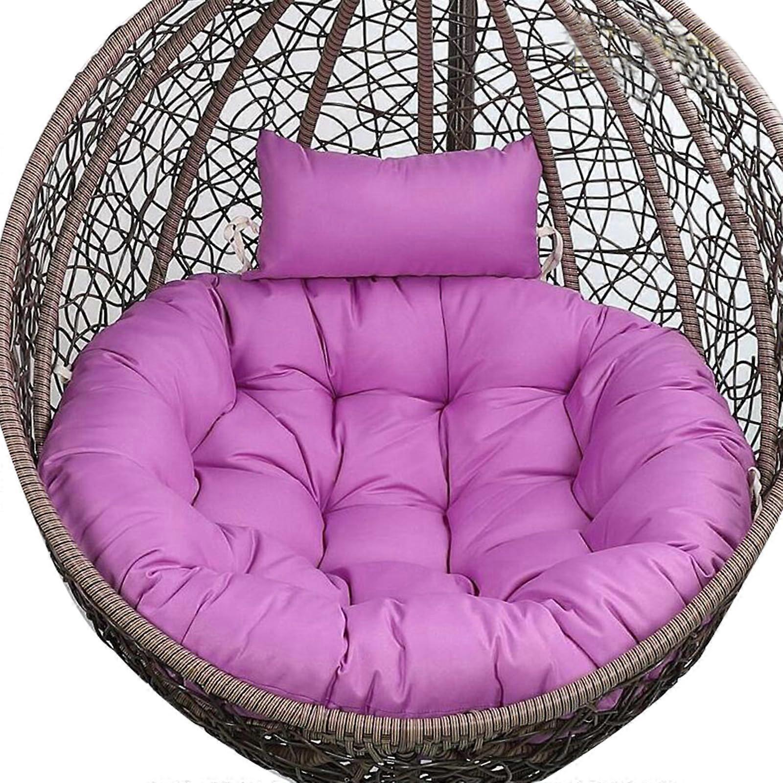 Rattan swing chair, with large cushion, wicker egg hammock, basket, chair, for indoor and outdoor, elegant violet