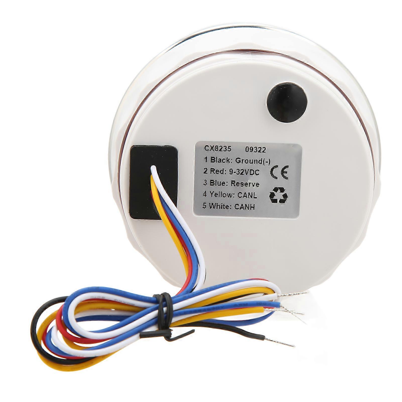 Tachometer Pointer Type Waterproof Red Backlit Tachometer Gauge for RV Yacht DC 9‑32V 6000RPM