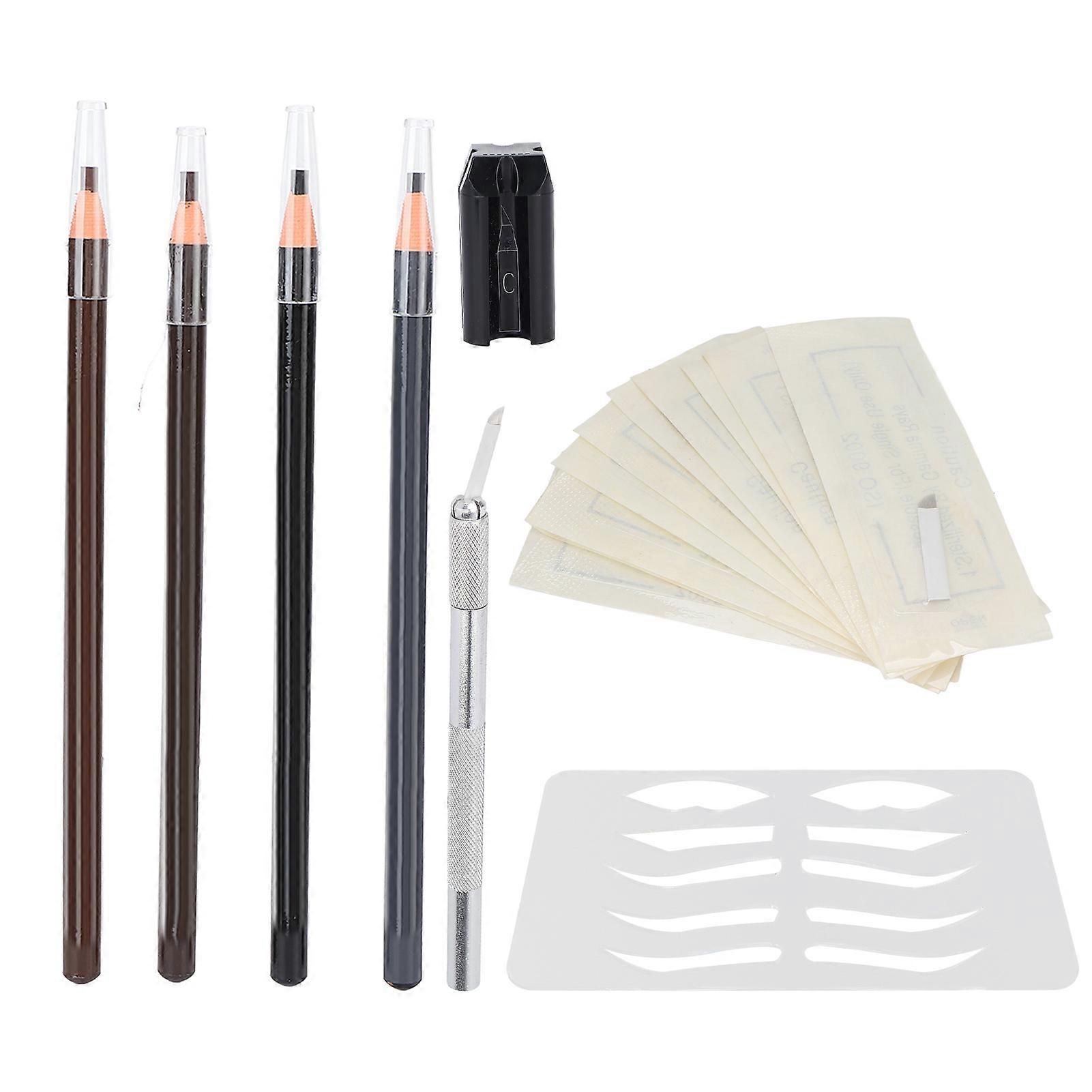 Microblading Practice Kit Eyebrow Pencil Sharpener Eyebrow Lip Stencil Microblading Pen Needle Set