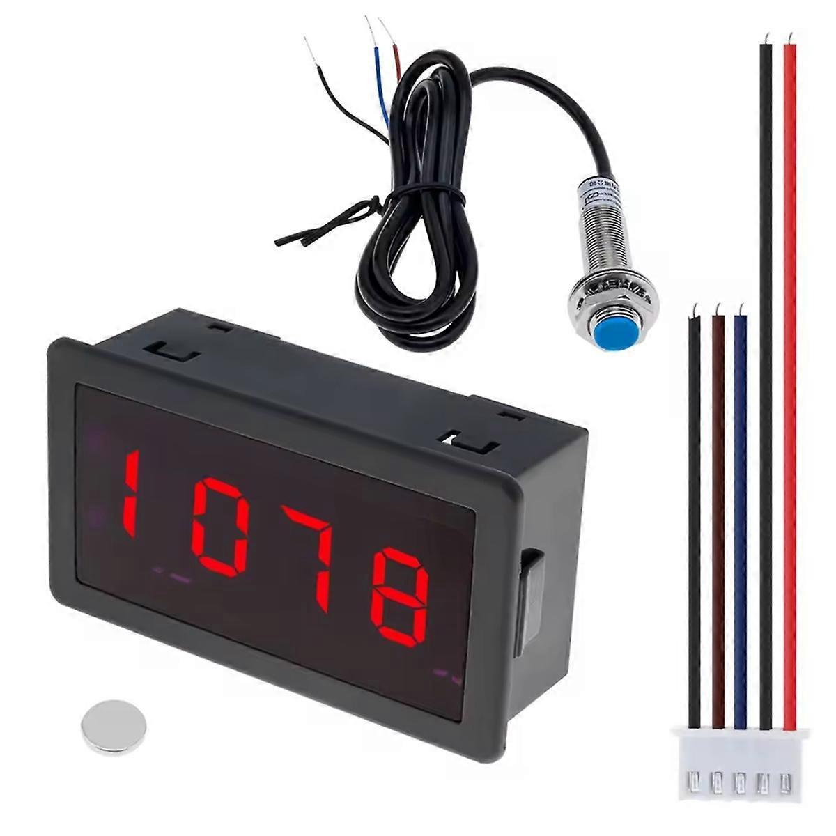 RPM Speed Meter 4 Digital LED Display Tachometer for Motor