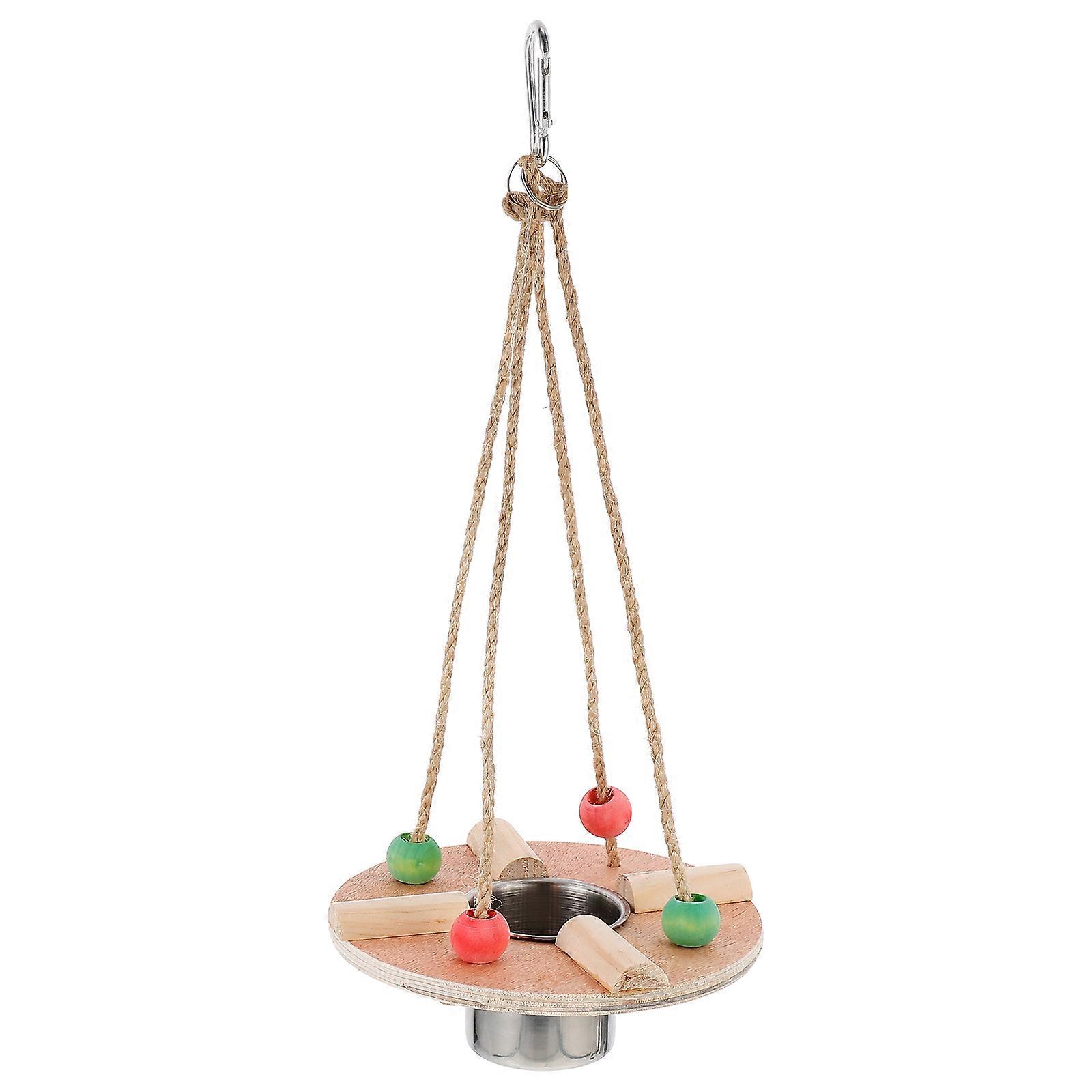 Hanging Parrot Feeder Swing with Foraging Box – Easy Feeding Cup for Pet Birds, Practical and Convenient Design for Healthy Eating