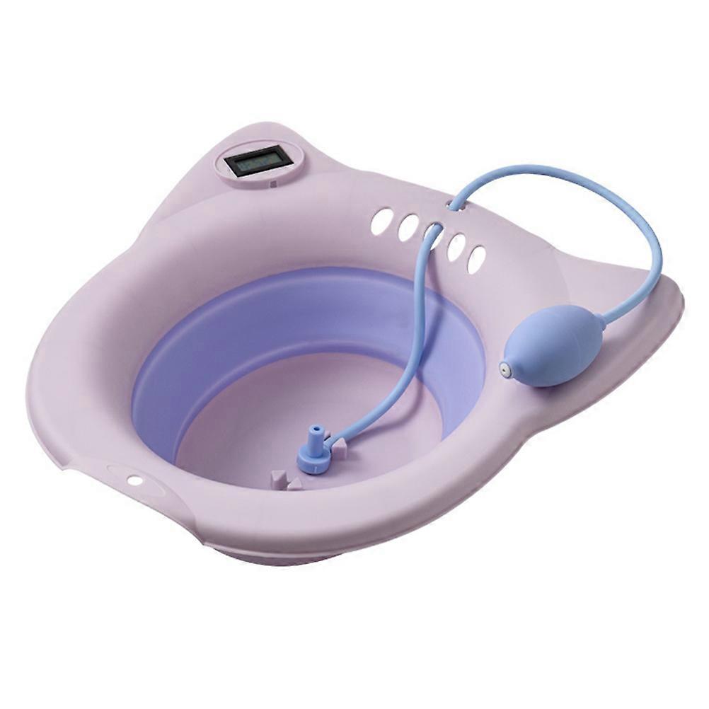 Fordable Sitz Bath For Toilet With Temperature Display Purple 40x42cm Pregnant Women 1Pcs